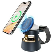5 in 1 Wireless Charging Station, 15W Fast Charging Wireless Charger for iPhone AirPods iWatch with MagSafe and Mushroom Light, Compatible with iPhone 8 and above Series